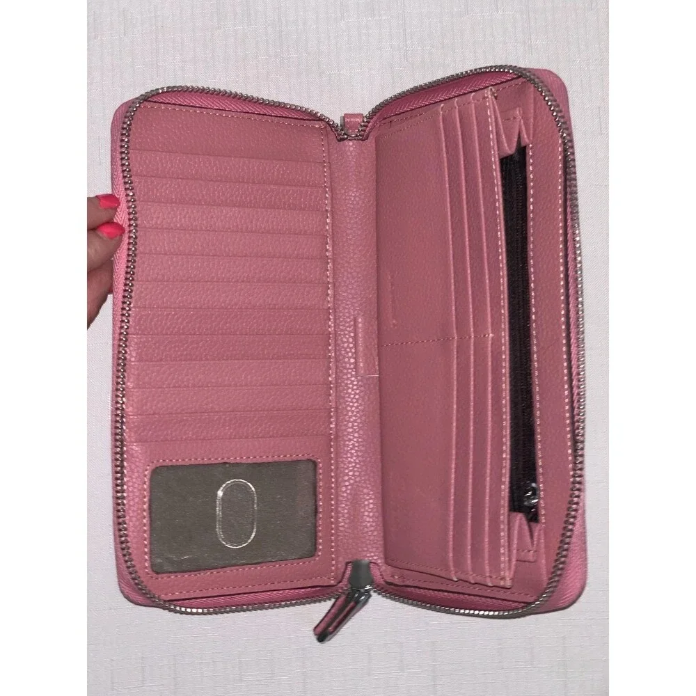 Leather Zip Wallet Womens RFID Blocking Phone Clutch Travel Purse Wristlet